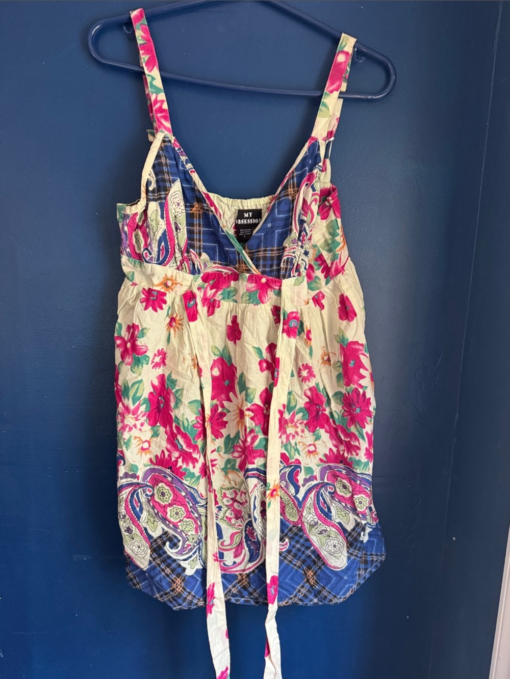 Cream Floral Tie-Front Camisole